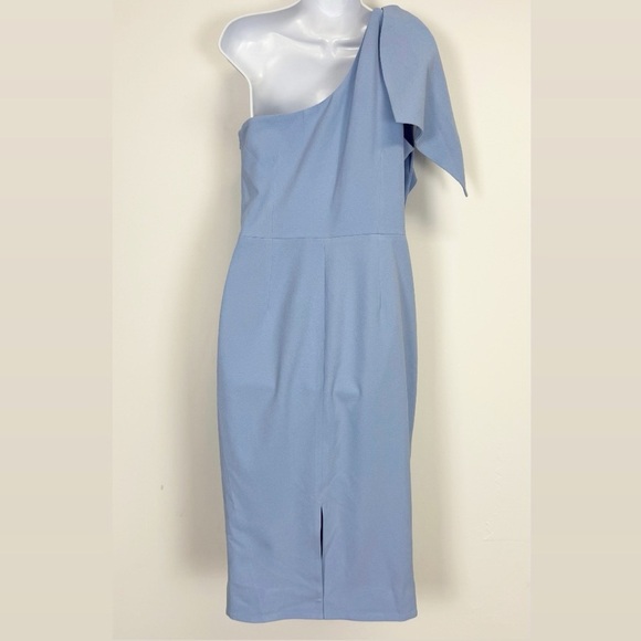 Dress the Population Tiffany Dress Womens Large Sky Blue One Shoulder Bow NWT - Picture 2 of 11
